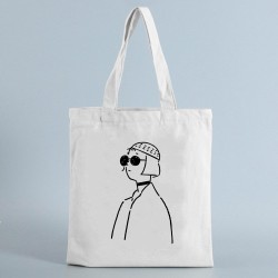 Mujeres Pequeña Lienzo Humano Elegante Cuadrado Abierto Bolsa De Lona