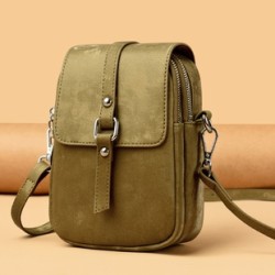 Mujeres Medio Cuero Sintético Color Sólido Básico Estilo Vintage Cuadrado Cremallera Bolso Bandolera