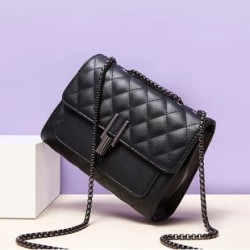 Mujeres Mini Cuero Sintético Lingge Elegante Cuadrado cerrar Bolso Bandolera