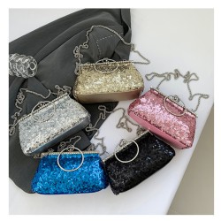 Negro Plata Rosa Especial Color Sólido Lentejuelas Cuadrado Bolsos de noche