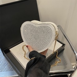 Mujeres Cuero Sintético Color Sólido Ropa De Calle En Forma De Corazon Cremallera Bolsas De Hombro Bolso Bandolera