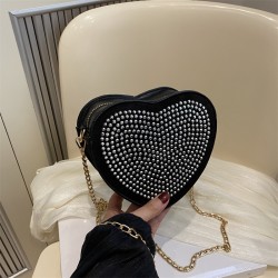 Mujeres Cuero Sintético Color Sólido Ropa De Calle En Forma De Corazon Cremallera Bolsas De Hombro Bolso Bandolera