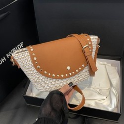 Mujeres Medio Tela Color Sólido Vacaciones Estilo Clásico Hilo De Coser Balde Hebilla Magnética Bolso Bandolera