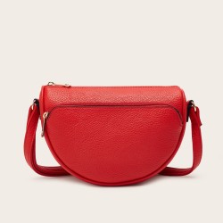 Mujeres Medio Cuero Sintético Color Sólido Básico Estilo Clásico Semicírculo Cremallera Bolso Bandolera