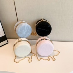 Mujeres Medio Cuero Sintético Color Sólido Elegante Estilo Clásico Ronda cerrar Bolso Bandolera