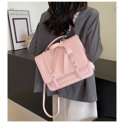 Mujeres Medio Cuero Sintético Color Sólido Nudo De Lazo Estilo Preppy Estilo Clásico Cuadrado Gire La Tapa mochila de moda