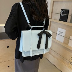 Mujeres Medio Cuero Sintético Color Sólido Nudo De Lazo Estilo Preppy Estilo Clásico Cuadrado Gire La Tapa mochila de moda