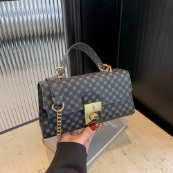 Mujeres Medio Cuero Sintético Argyle Estilo Vintage Estilo Clásico Cuadrado Gire La Tapa Bolso Bandolera