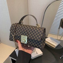 Mujeres Medio Cuero Sintético Argyle Estilo Vintage Estilo Clásico Cuadrado Gire La Tapa Bolso Bandolera