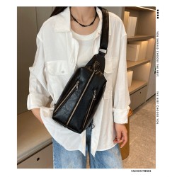 Mujeres Medio Cuero Sintético Color Sólido Ropa De Calle Cuadrado Cremallera Riñonera