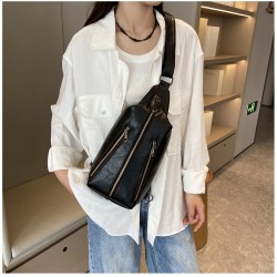 Mujeres Medio Cuero Sintético Color Sólido Ropa De Calle Cuadrado Cremallera Riñonera