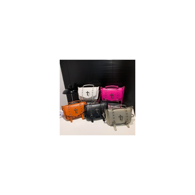 Mujeres Medio Cuero Sintético Cruzar Color Sólido Ropa De Calle Remache Cuadrado Cremallera Bolso Bandolera