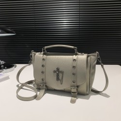 Mujeres Medio Cuero Sintético Cruzar Color Sólido Ropa De Calle Remache Cuadrado Cremallera Bolso Bandolera