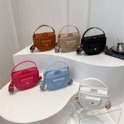 Mujeres Medio Cuero Sintético Color Sólido Estilo Vintage Estilo Clásico Semicírculo Gire La Tapa Bolso Bandolera