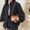 Mujeres Medio Cuero Sintético Sorbete Bloque De Color playa Estilo Clásico Hilo De Coser Balde Cremallera Gire La Tapa Bolso Cub