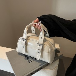 Mujeres Medio Cuero Sintético Color Sólido Estilo Clásico Ropa De Calle Cuadrado Cremallera Bolso Bandolera