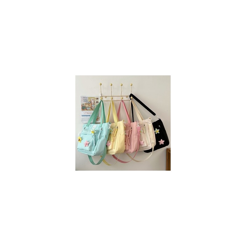 Mujeres Medio Nylon Color Sólido Estilo Preppy Estilo Clásico Hilo De Coser Cuadrado Cremallera Bolso De Mano