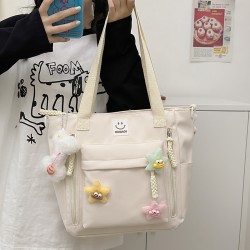 Mujeres Medio Nylon Color Sólido Estilo Preppy Estilo Clásico Hilo De Coser Cuadrado Cremallera Bolso De Mano