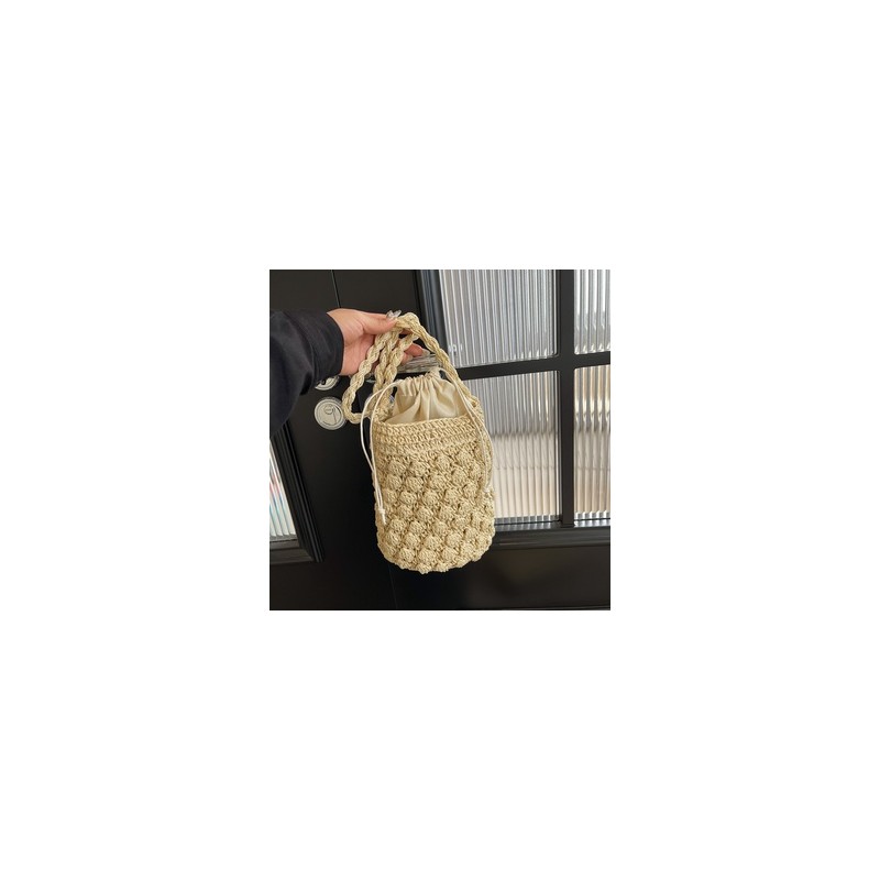Mujeres Medio Sorbete Color Sólido Vacaciones Estilo Clásico Tejido Hueco Balde Cuerda Bolso Cubo