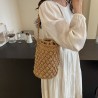 Mujeres Medio Sorbete Color Sólido Vacaciones Estilo Clásico Tejido Hueco Balde Cuerda Bolso Cubo