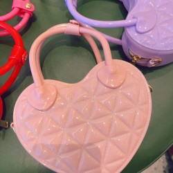 Mujeres Pequeña PVC Forma De Corazón Elegante En Forma De Corazon Cremallera Bolsa De Gelatina