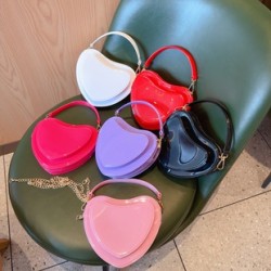 Mujeres Medio PVC Color Sólido Elegante En Forma De Corazon Cremallera Bolsa De Gelatina