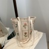 Mujeres Medio Cuero Sintético Flor Básico Estilo Vintage Balde Cremallera Bolso Cubo