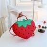 Mujeres Medio Cuero Sintético Fresa Elegante Lindo Ronda Cremallera Bolsas Circular