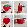 Mujeres Medio Cuero Sintético Fresa Elegante Lindo Ronda Cremallera Bolsas Circular