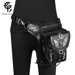 Mujeres Medio PVC Color Sólido Punk Estilo Clásico Remache Cuadrado Cremallera Riñonera