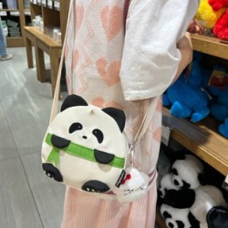 Mujeres Pequeña Nylon Panda Lindo Cuadrado Cremallera Bolso Bandolera