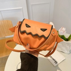 Mujeres Medio Cuero Sintético Calabaza Lindo Cuadrado Hebilla Magnética Bolso Bandolera