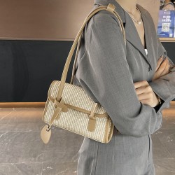 Mujeres Medio Cuero Sintético Lingge Básico Estilo Clásico Hilo De Coser Cuadrado Hebilla Magnética Bolsa Para Las Axilas