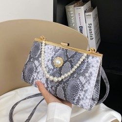 Mujeres Medio Cuero Sintético Color Sólido Piel De Serpiente Estilo Vintage Estilo Clásico Cuadrado cerrar Bolso Bandolera