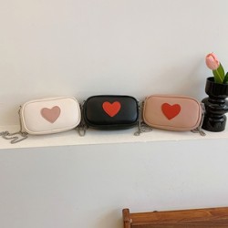 Mujeres Medio Cuero Sintético Forma De Corazón Color Sólido Básico Estilo Clásico Hilo De Coser Cuadrado Cremallera Bolso Cuadra