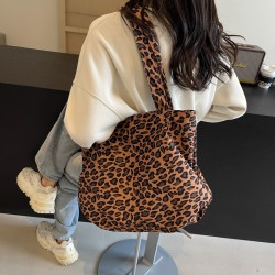Mujeres Medio Tela Leopardo Estilo Preppy Estilo Clásico Hilo De Coser Cuadrado Cremallera Bolso De Mano