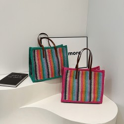 Mujeres Grande Sorbete Bloque De Color Estilo Clásico Ropa De Calle Hilo De Coser Cuadrado Hebilla Magnética Bolso De Mano