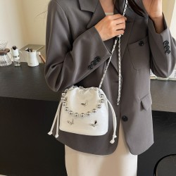 Mujeres Medio Cuero Sintético Color Sólido Mariposa Ropa De Calle Balde Cuerda Bolso Bandolera