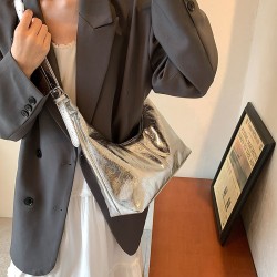 Mujeres Medio Cuero Sintético Color Sólido Estilo Vintage Ropa De Calle Cuadrado Cremallera Bolsa Para Las Axilas