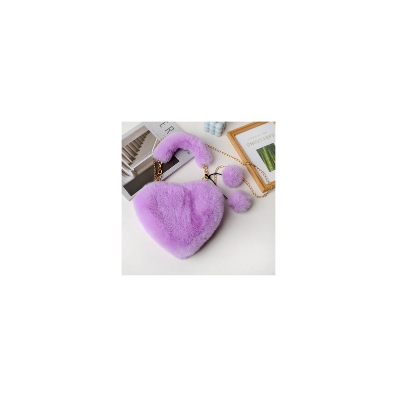 Mujeres Medio Felpa Color Sólido Ropa De Calle En Forma De Corazon Cremallera Bolso