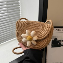 Mujeres Medio Trenza Color Sólido Flor Vacaciones Estilo Clásico Semicírculo Hebilla Magnética Bolsa De Sillín