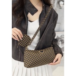 Mujeres Pequeña Cuero Sintético Argyle Estilo Vintage Estilo Clásico Cuadrado Cremallera Bolsas De Hombro