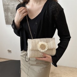 Mujeres Medio Trenza Color Sólido Flor Estilo Vintage Vacaciones Cuadrado Hebilla Magnética Bolso Bandolera