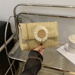 Mujeres Medio Trenza Color Sólido Flor Estilo Vintage Vacaciones Cuadrado Hebilla Magnética Bolso Bandolera