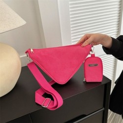 Mujeres Pequeña pana Color Sólido Básico Estilo Clásico Triángulo Cremallera Bolso Bandolera