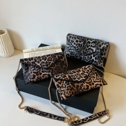 Mujeres Medio Cuero Sintético Leopardo Ropa De Calle Cuadrado Hebilla Magnética Bolso Bandolera