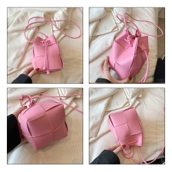 Mujeres Medio Cuero Sintético Color Sólido Ropa De Calle Balde Cuerda Bolso Bandolera