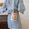 Mujeres Medio Cuero Sintético Dibujos Animados Lindo Estilo Clásico Hilo De Coser Cilíndrico Cremallera Bolso Bandolera
