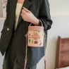 Mujeres Medio Cuero Sintético Dibujos Animados Lindo Estilo Clásico Hilo De Coser Cilíndrico Cremallera Bolso Bandolera