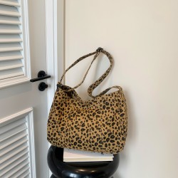 Mujeres Grande Tela Leopardo Ropa De Calle Cuadrado Cremallera Bolso Bandolera